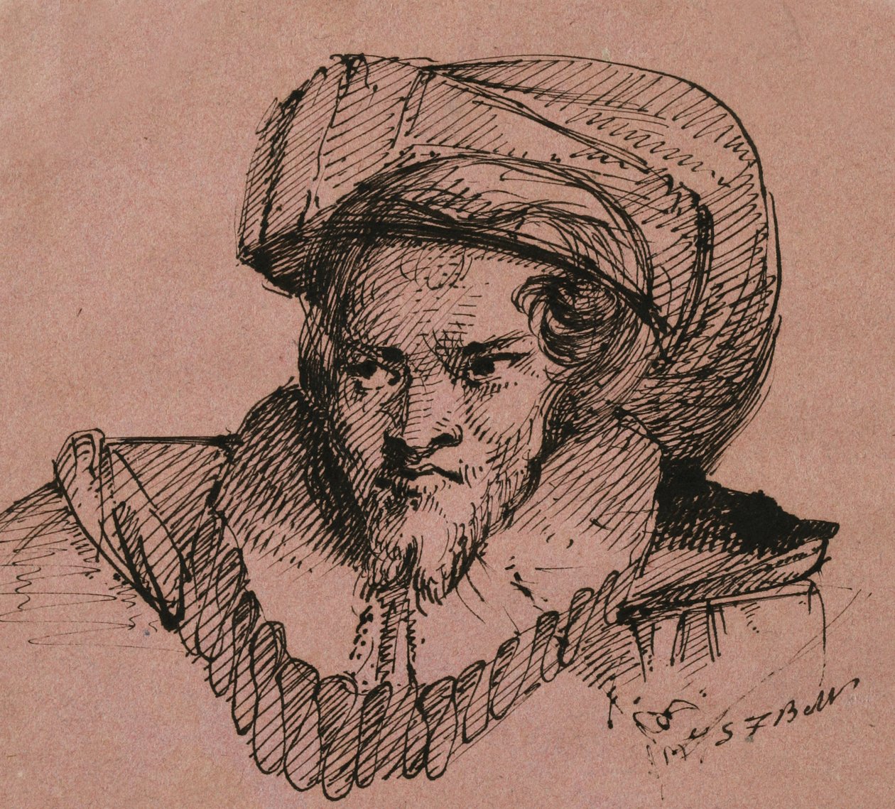 Hoofd van een man met gevederde hoed, 1840 door Samuel Finley Breese Morse