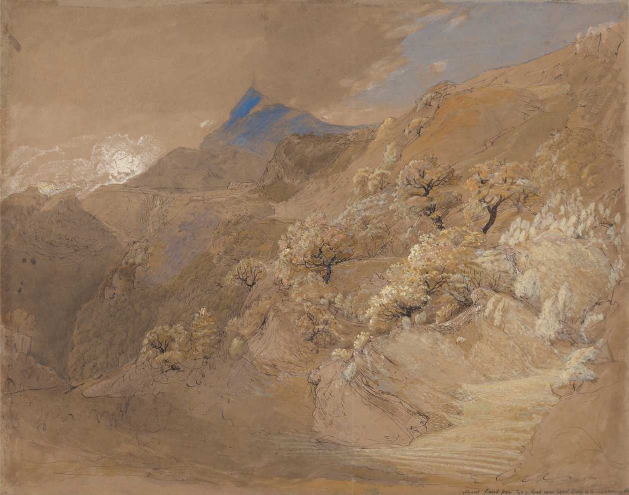 Mount Siabod vanuit Tyn-y-Coed bij Capel Curig door Samuel Palmer