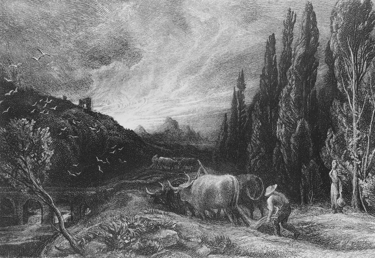 De Vroege Ploeger, 1861-79 door Samuel Palmer
