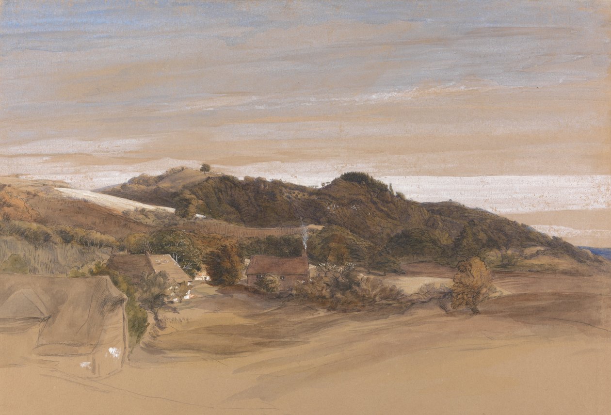 Underriver Hills, nabij Sevenoaks, Kent, vanuit de tuinen van J. Herries, Esq. door Samuel Palmer
