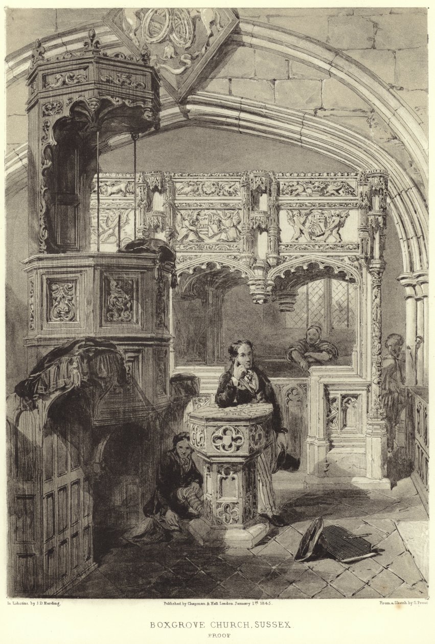 Interieur van de kerk van St. Mary en St. Blaise door Samuel Prout