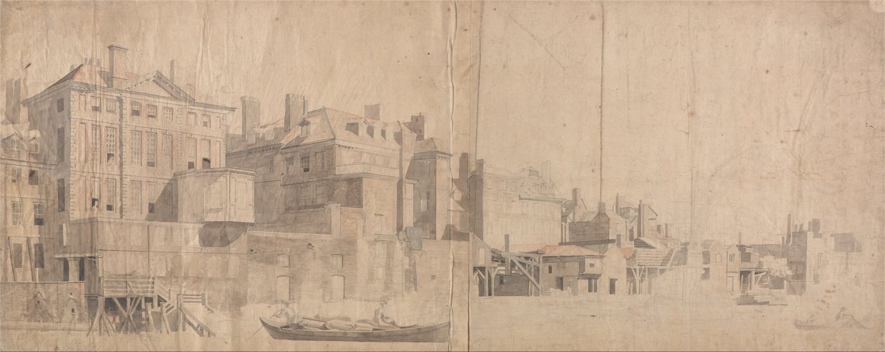 Een herenhuis aan de Theems door Samuel Scott