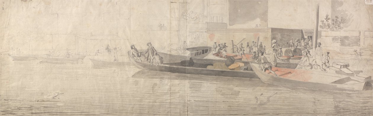 Figuren en boten op de Theems door Samuel Scott
