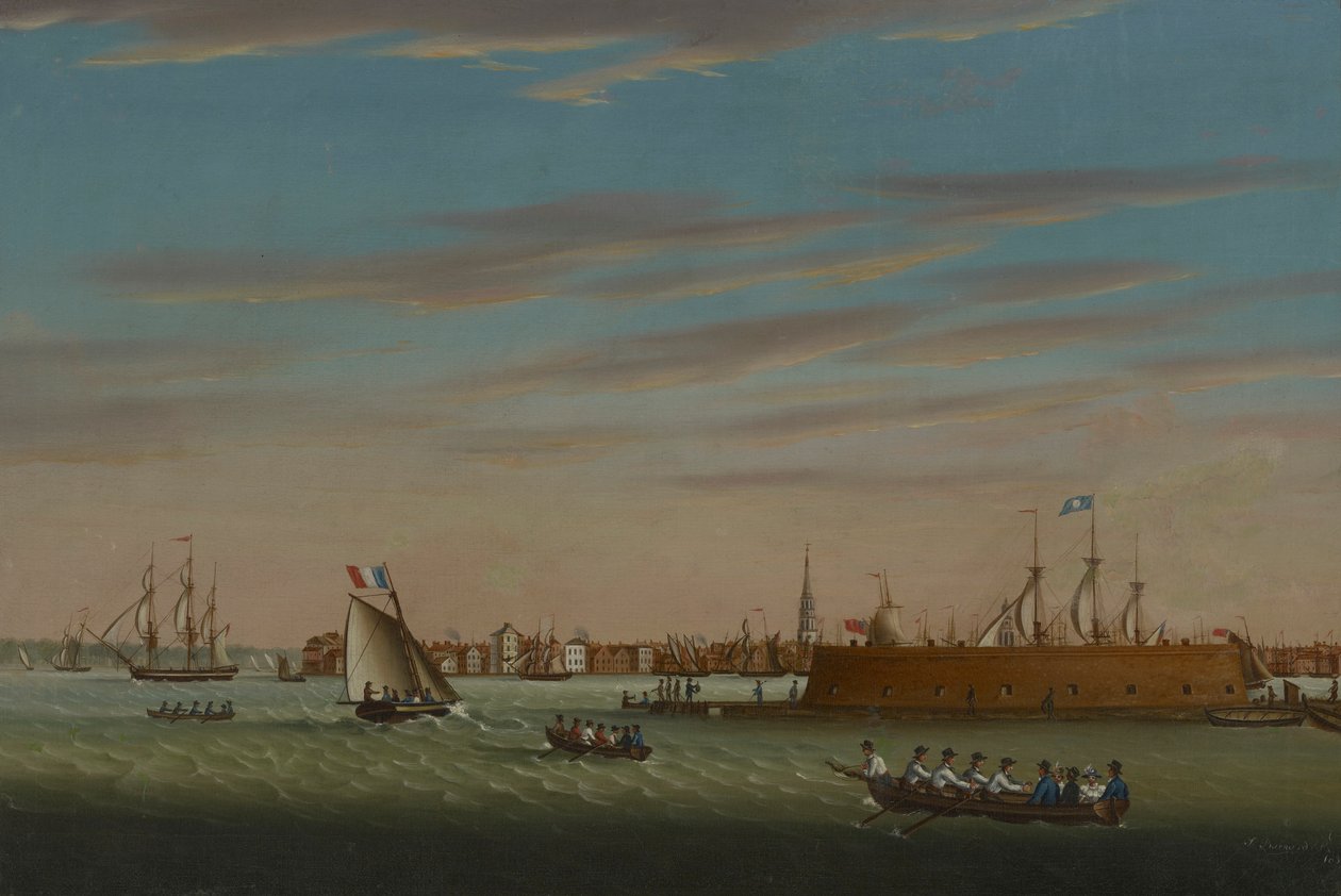Uitzicht op Charleston vanaf de Haven door Samuel Barnard