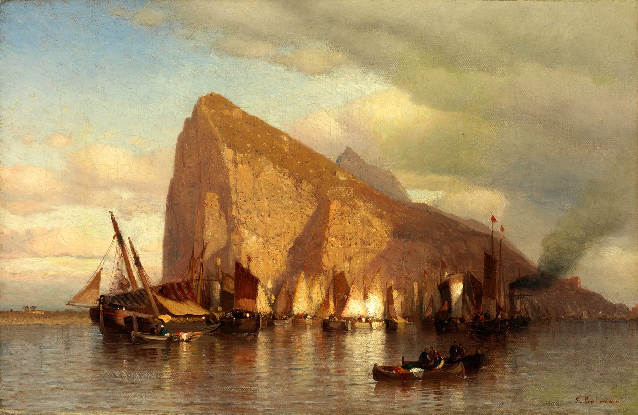 Opruimende storm bij Gibraltar door Samuel Colman