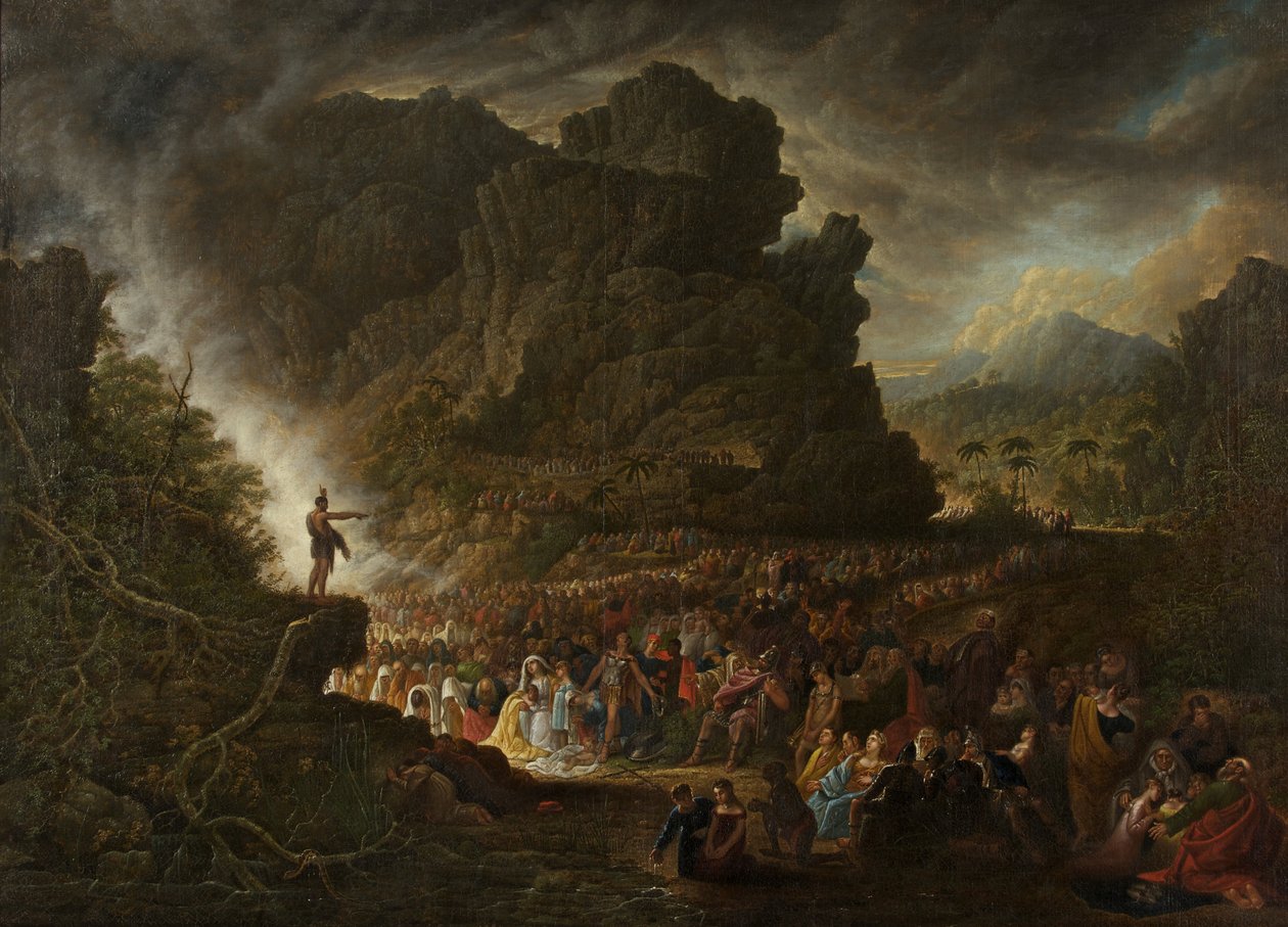 Sint Jan predikend in de wildernis door Samuel Colman