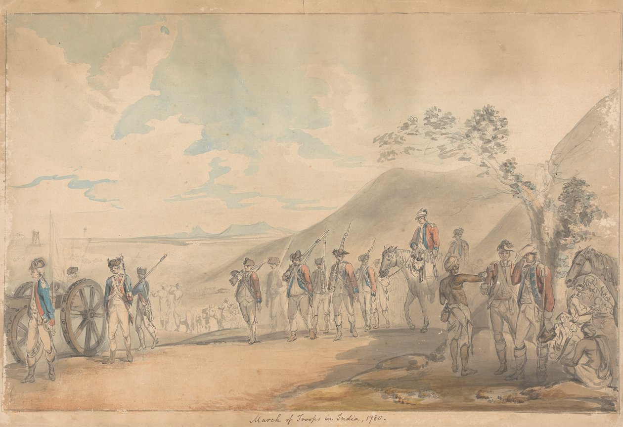 Mars van Troepen in India door Samuel Davis