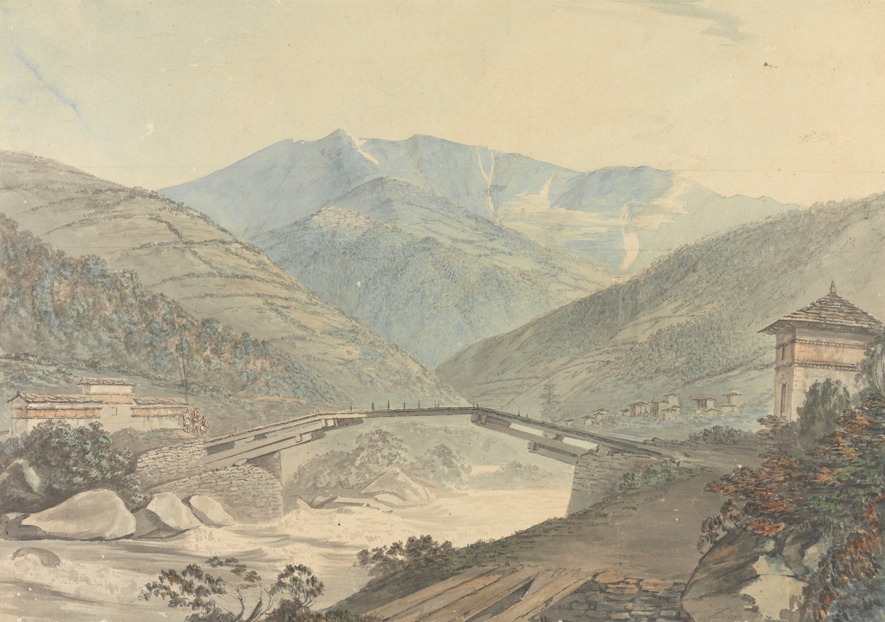 Uitzicht nabij Tassisudon [Tashicho Dzong] in Bhutan door Samuel Davis