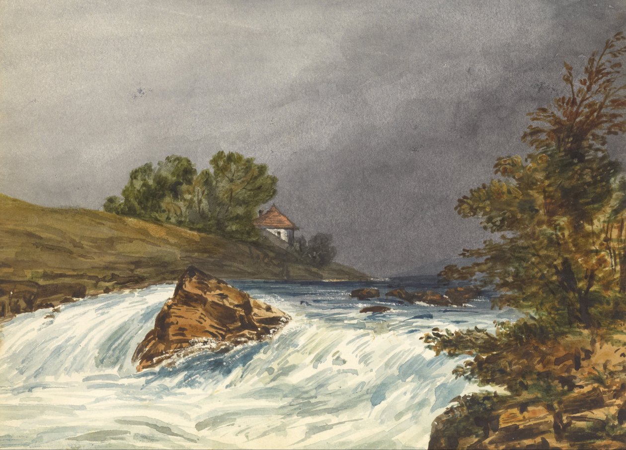 Rivierscène met huis door Samuel H. Owen