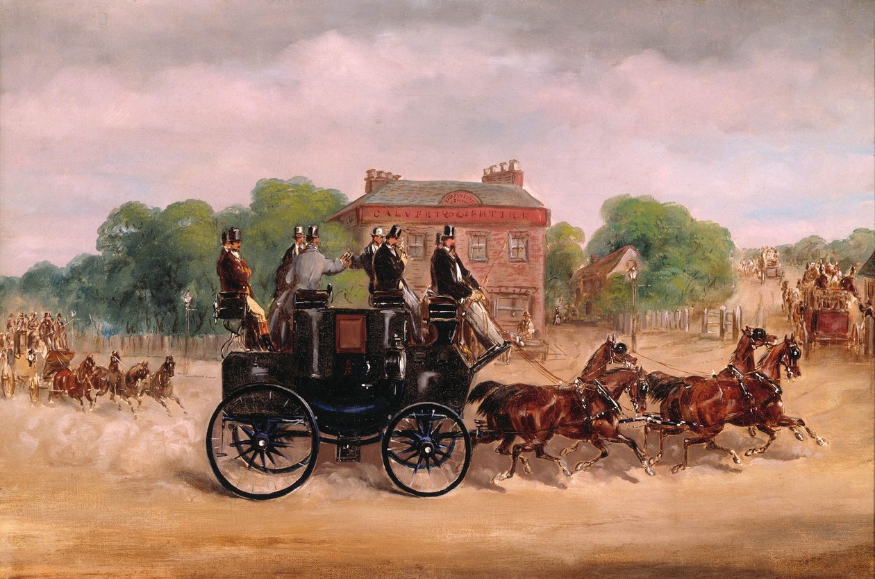 Slepen van de Four-in-Hand Club. door Samuel Henry Alken