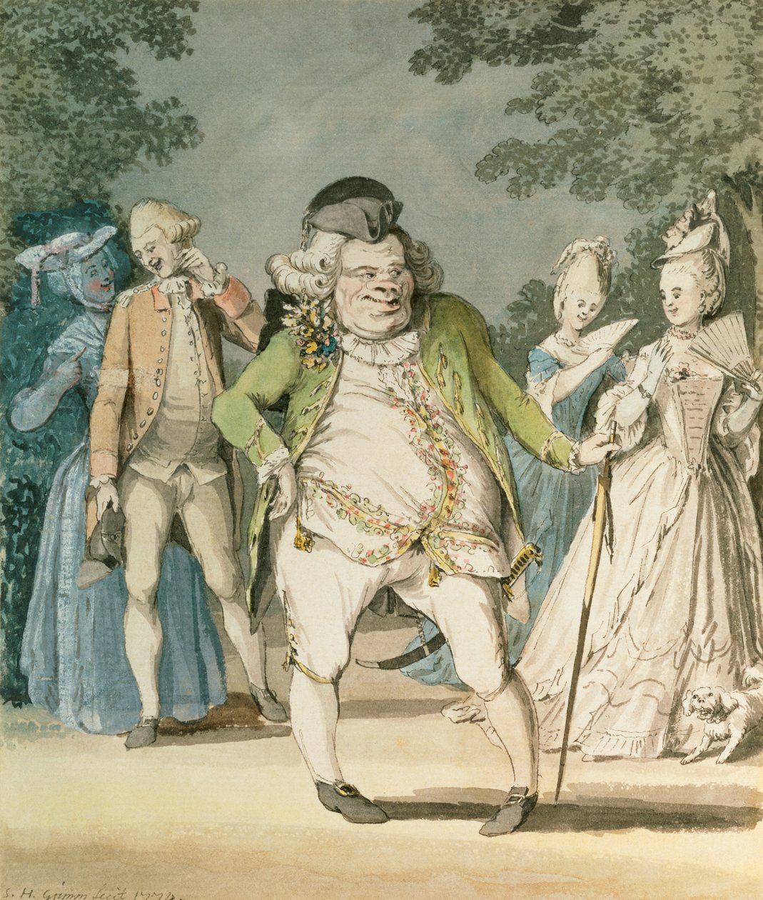 De Macaroni, 1774 door Samuel Hieronymous Grimm
