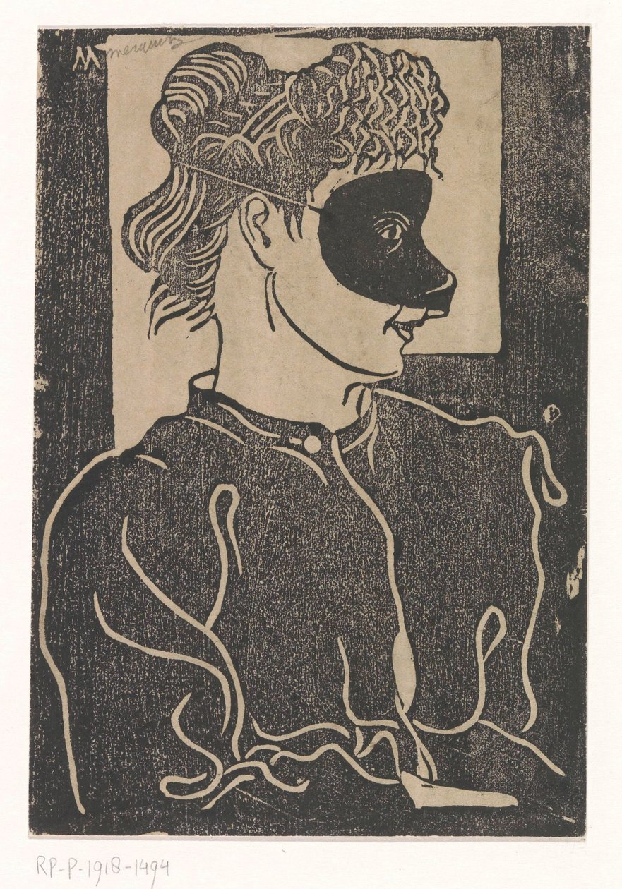 Gemaskerde vrouw door Samuel Jessurun de Mesquita (signed by artist)