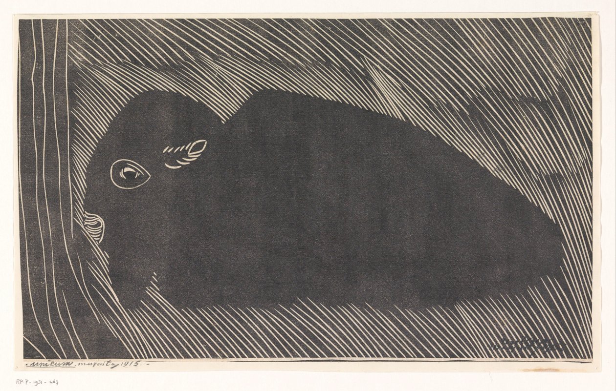Liggende bizon door Samuel Jessurun de Mesquita (signed by artist)