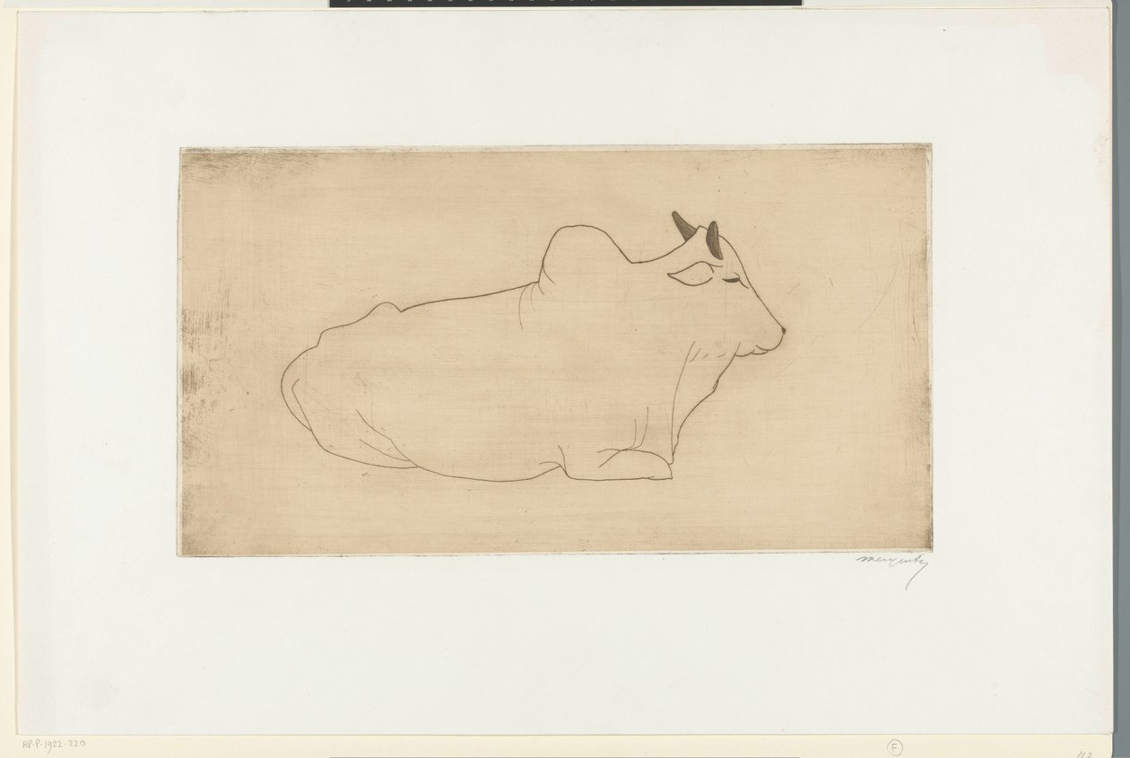 Liggende zebu door Samuel Jessurun de Mesquita (signed by artist)