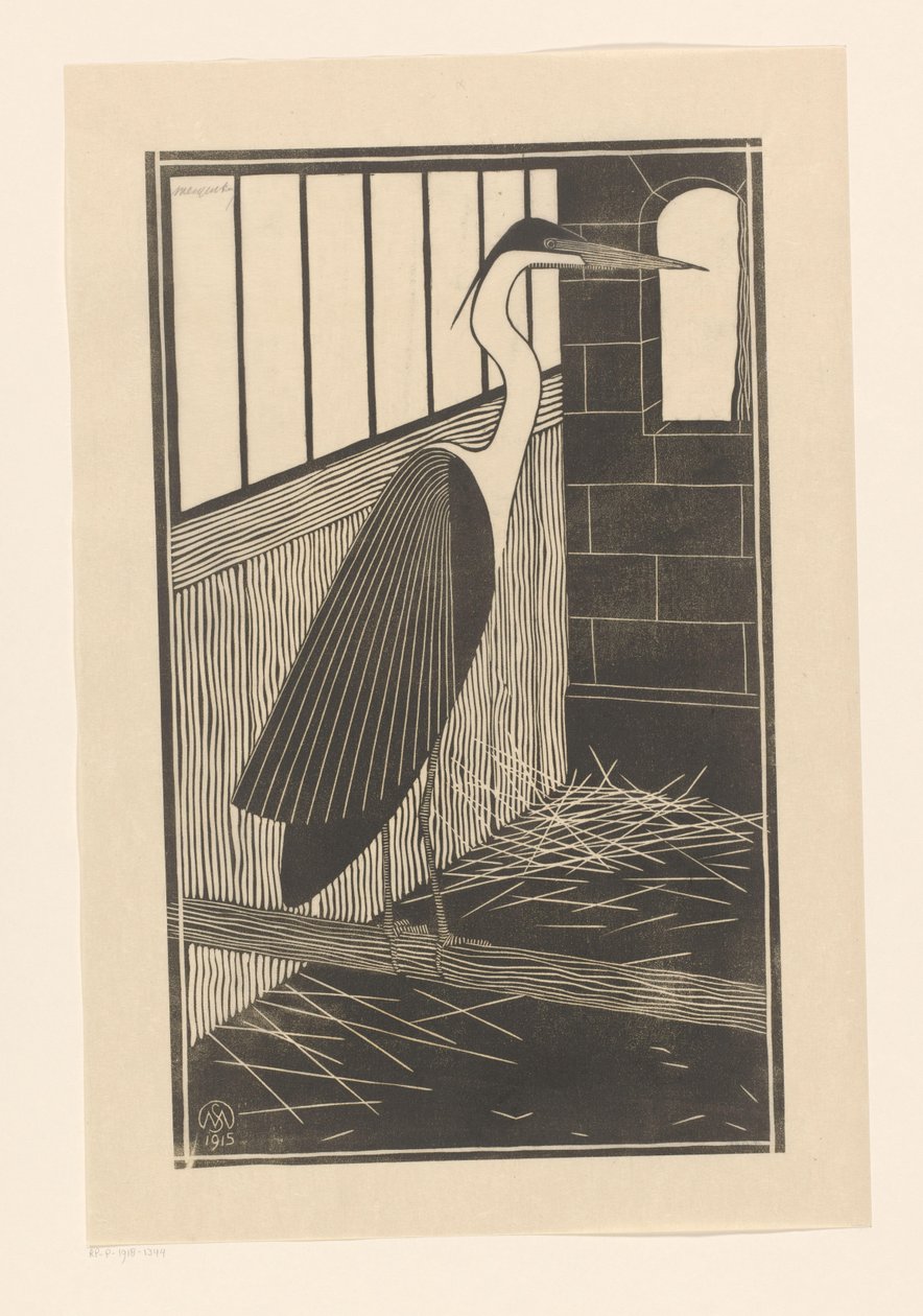 Reuzenreiger door Samuel Jessurun de Mesquita (signed by artist)