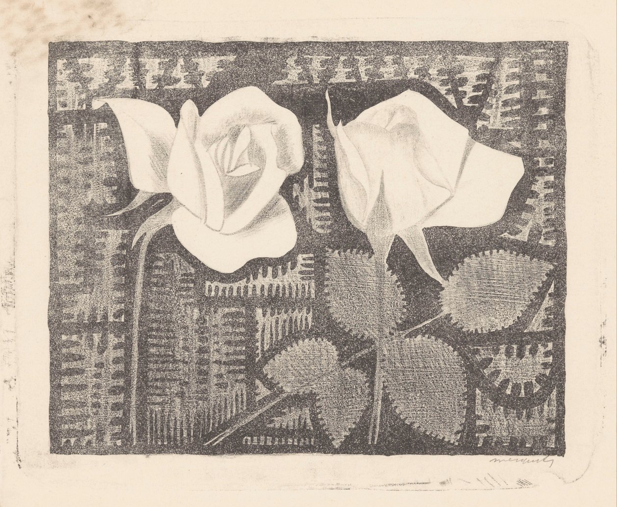 Twee rozen door Samuel Jessurun de Mesquita (signed by artist)