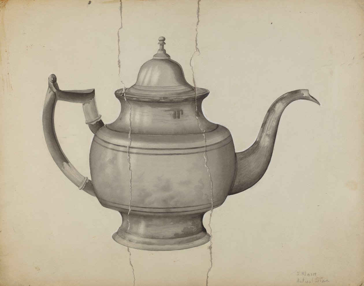 Pewter Theepot door Samuel O. Klein