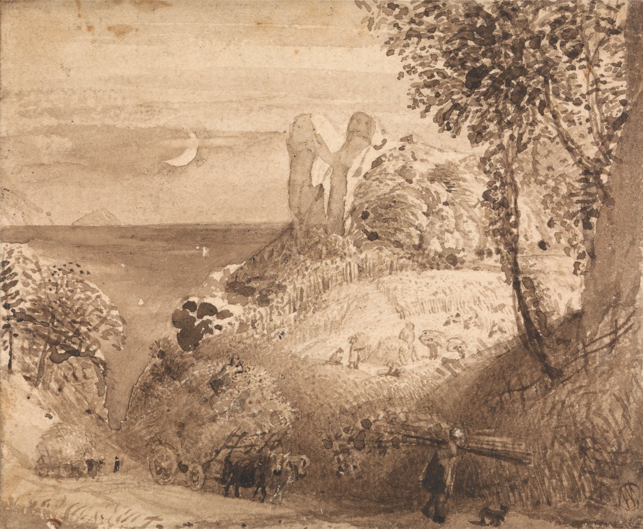Een pastorale scène door Samuel Palmer