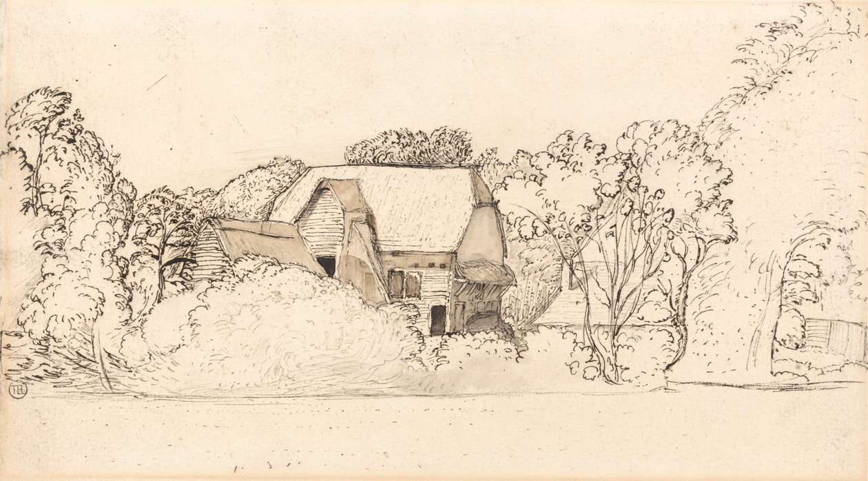 Een oude schuur in Shoreham door Samuel Palmer