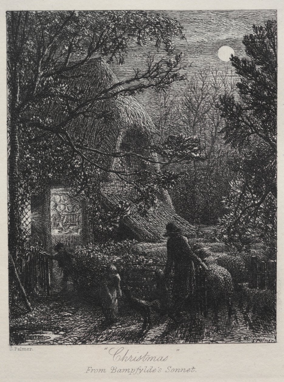 Kerstmis (Het laatste schaap vouwen) door Samuel Palmer