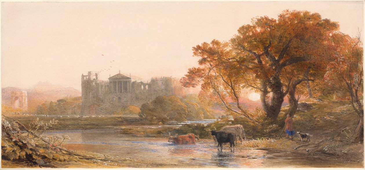 Avond in Italië—de verlaten villa door Samuel Palmer