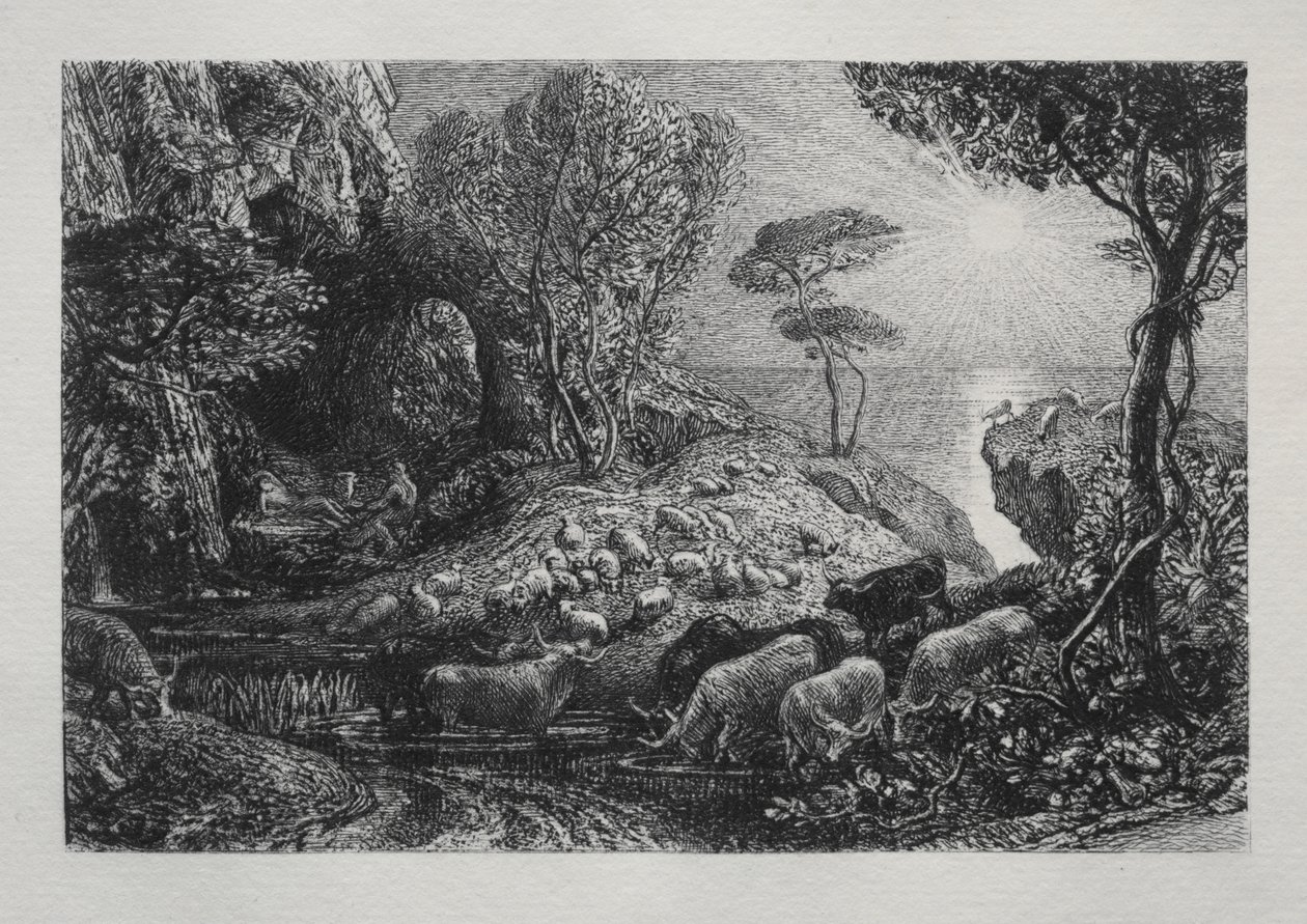 Moeris en Galatea door Samuel Palmer