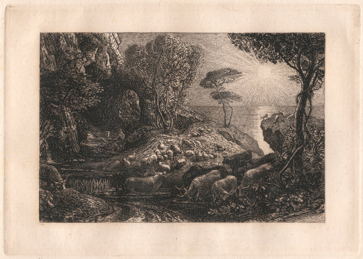 Moeris en Galatea door Samuel Palmer