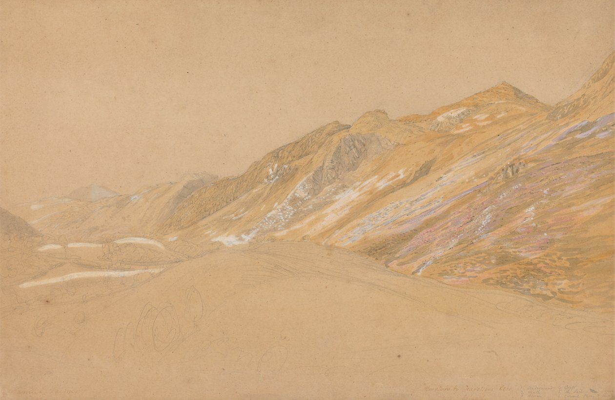 Bergen bij de rustplaats van de reiziger nabij Dolgelly door Samuel Palmer
