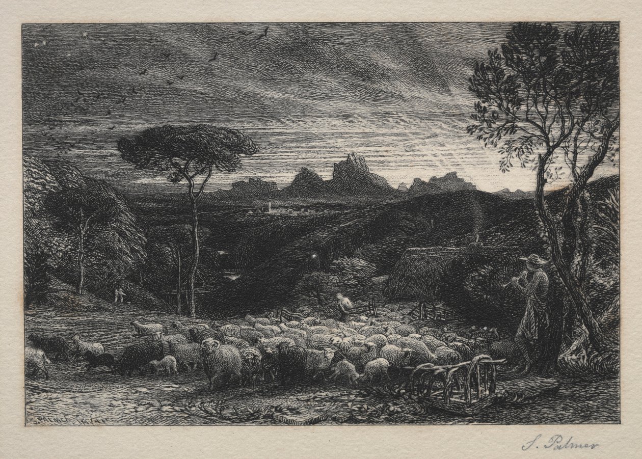 Het openen van de vouw, 1880 door Samuel Palmer