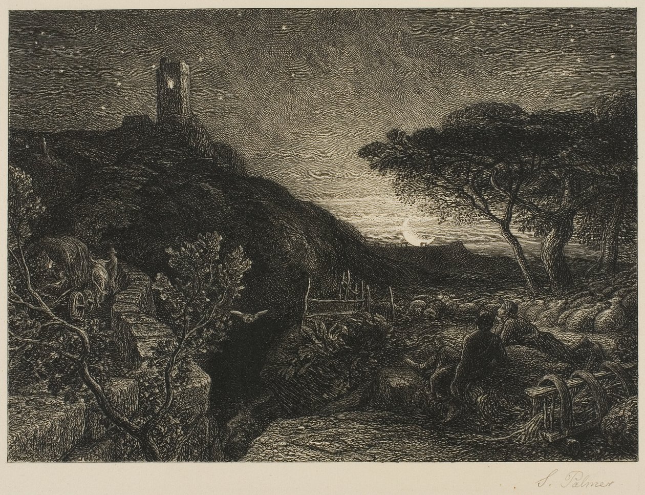 De Eenzame Toren door Samuel Palmer