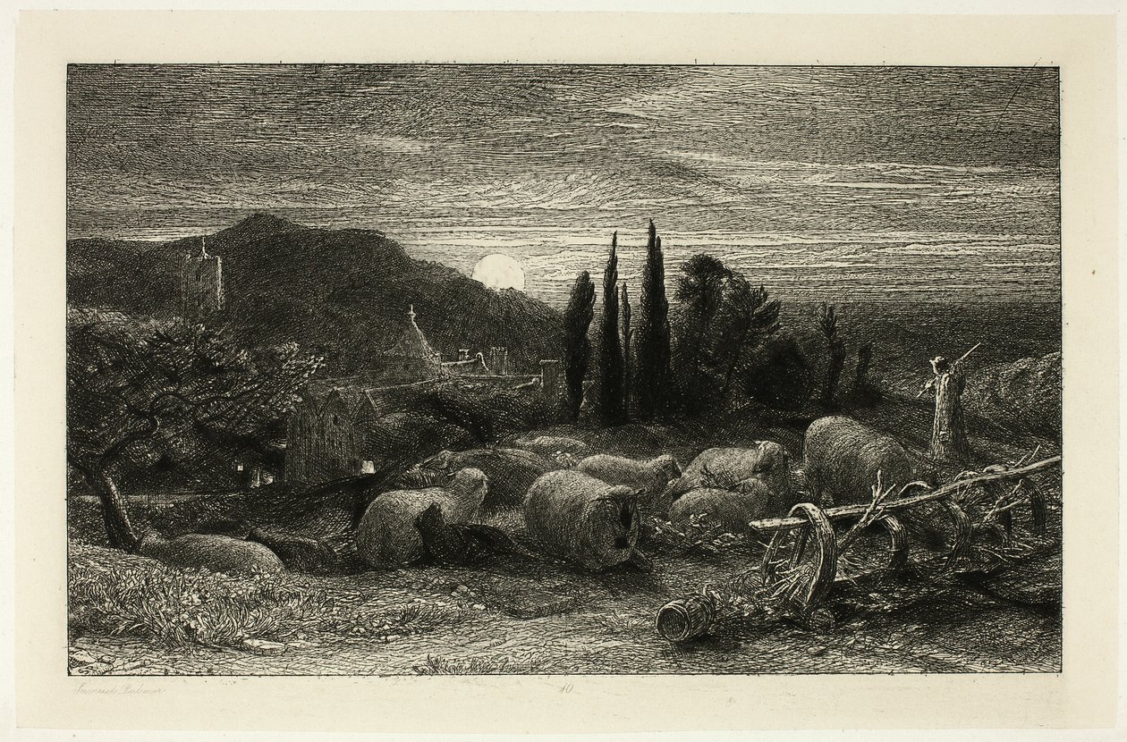 De opkomende maan door Samuel Palmer