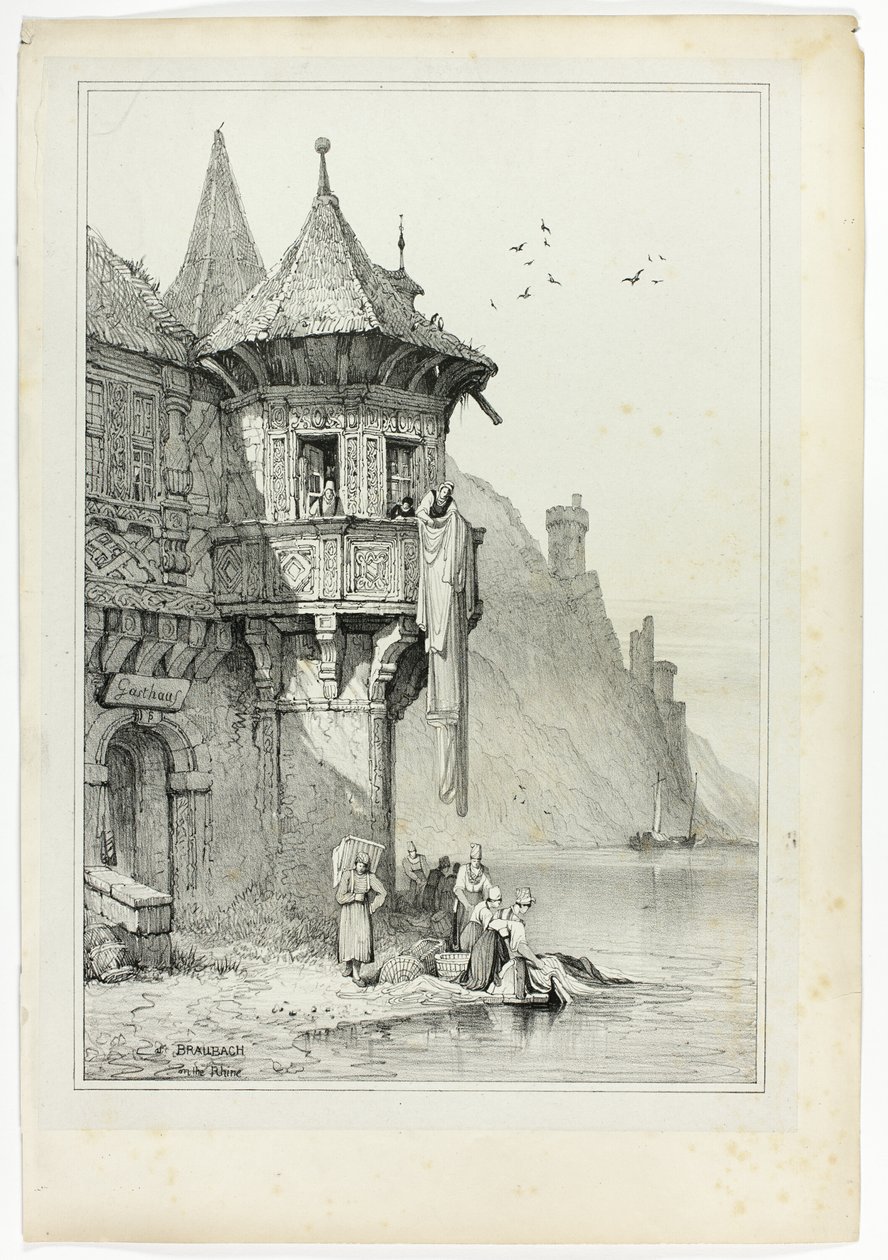 Bij Braubach aan de Rijn door Samuel Prout