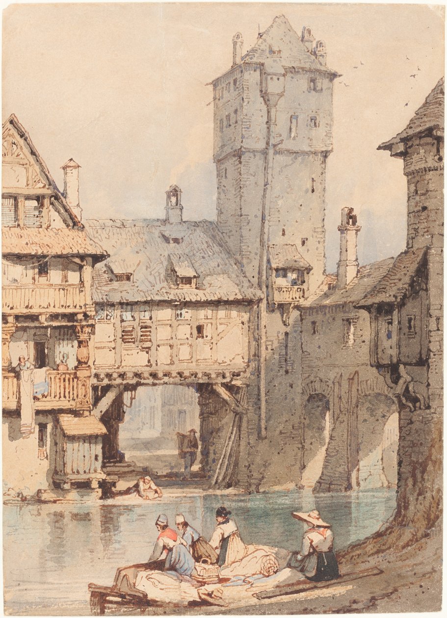 Wasvrouwen voor de Wasserturm, Neurenberg door Samuel Prout