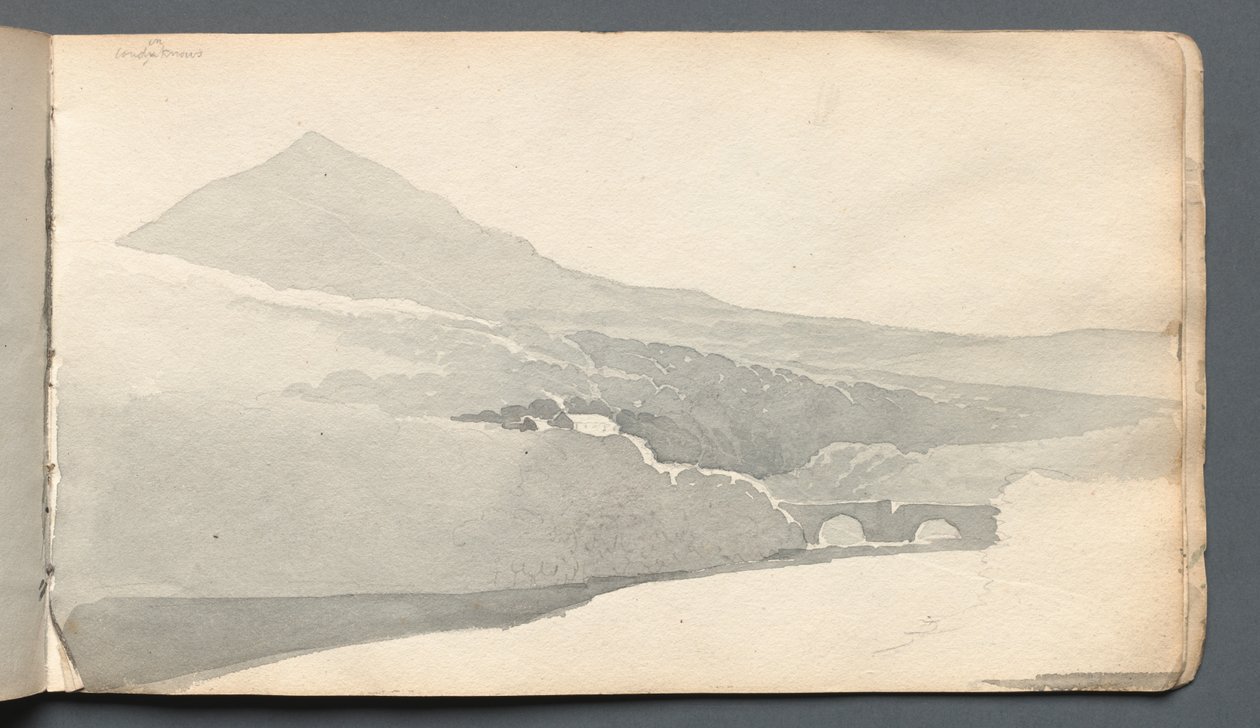 Schetsboek: "Berglandschap met brug" door Samuel Prout