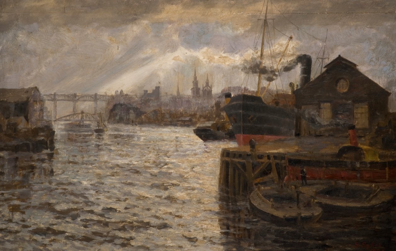 De Tyne met Hoog Niveau Brug, 1920 door Samuel Sykes