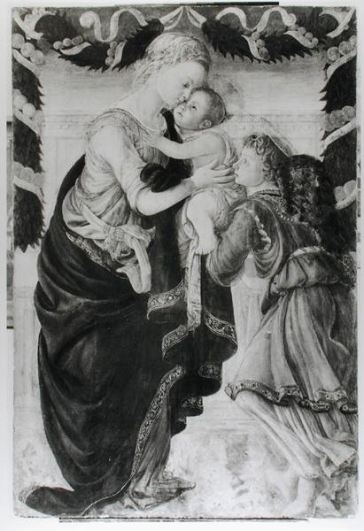 De Maagd en het Kind met een engel door Sandro Botticelli