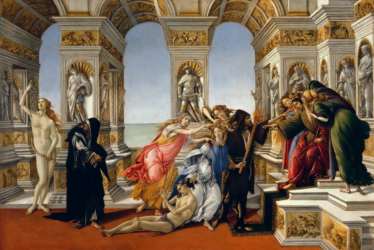 Laster van Apelles, 1497-98 door Sandro Botticelli