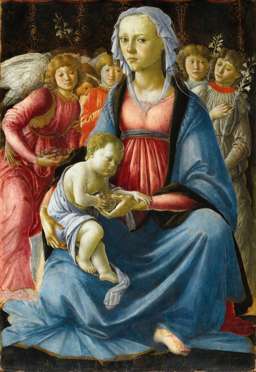 Madonna met kind en vijf engelen door Sandro Botticelli