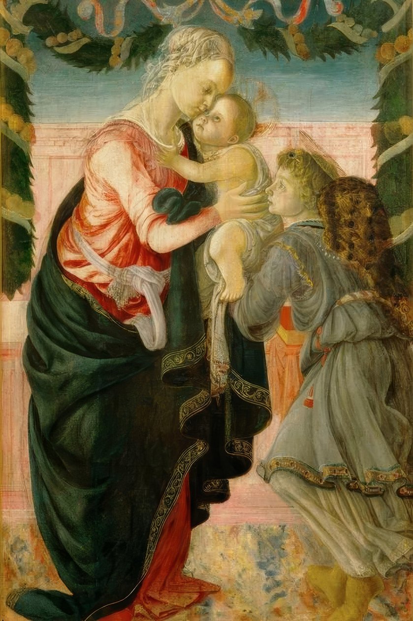 Maria met kind en engel door Sandro Botticelli