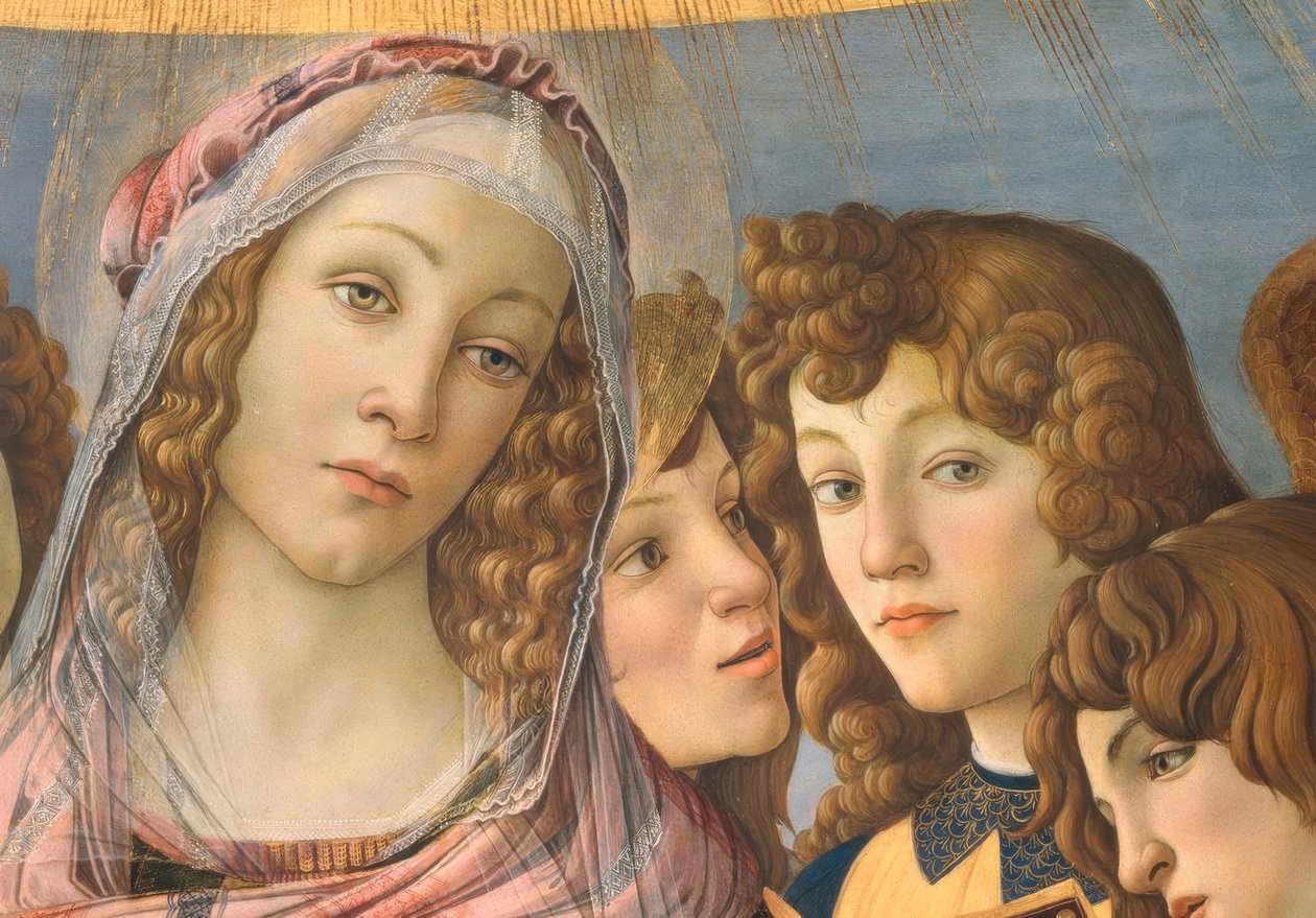 Maria met het kind en zes engelen door Sandro Botticelli