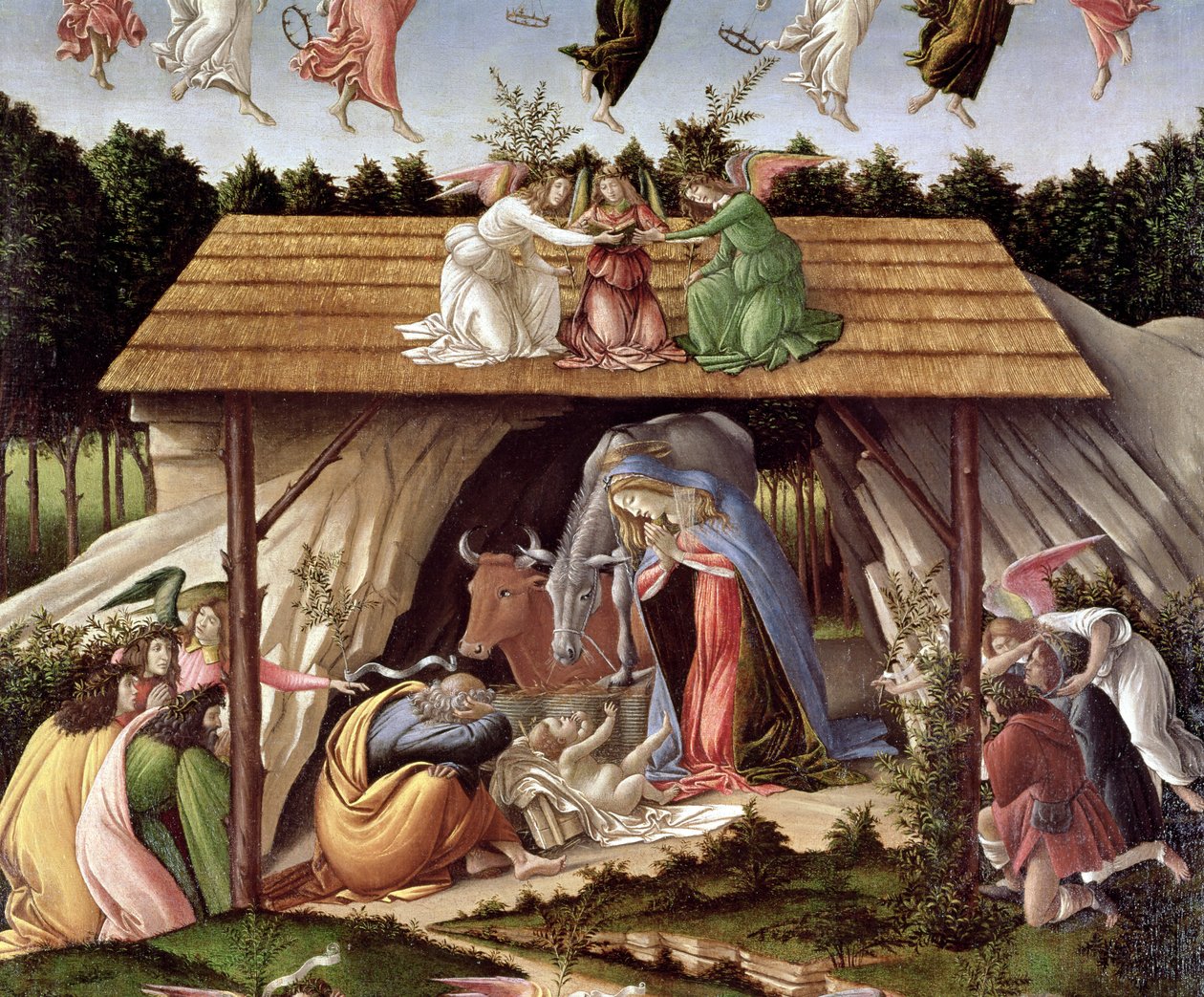 Mystieke geboorte, 1500 (detail) door Sandro Botticelli