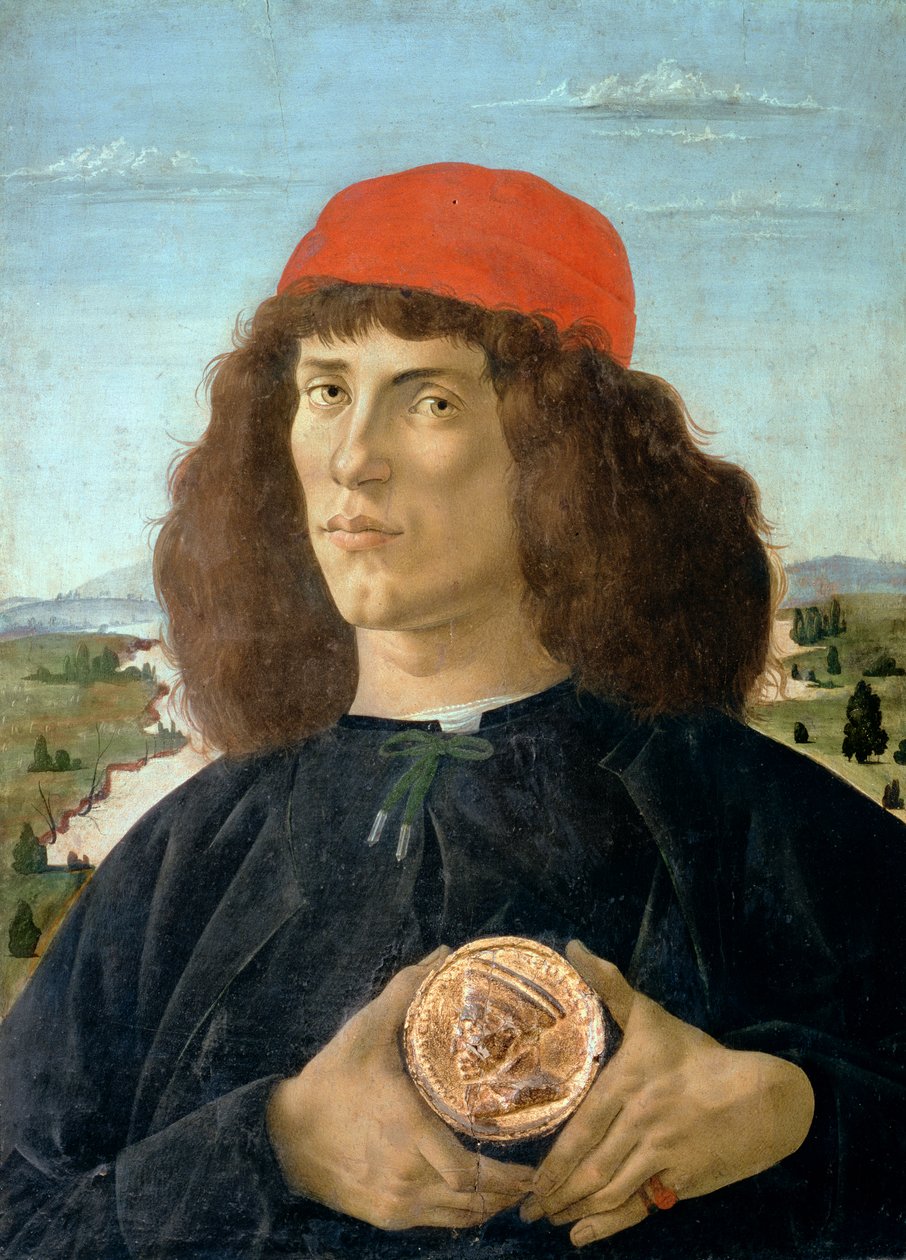Portret van een jonge man met een medaillon van Cosimo I de