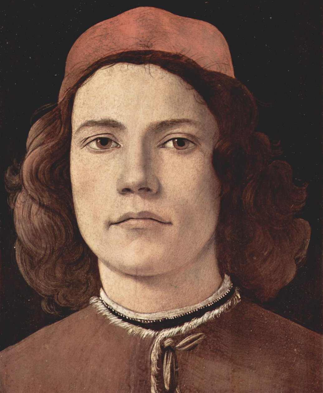 Portret van een jonge man door Sandro Botticelli