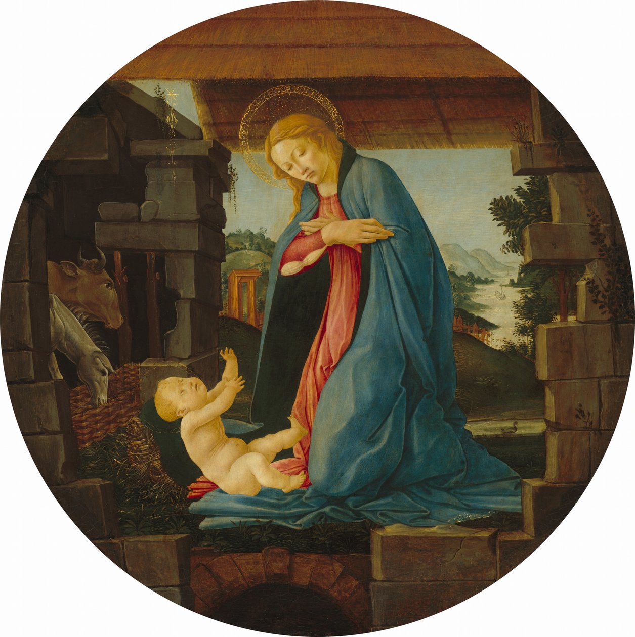 De Maagd die het Kind aanbidt door Sandro Botticelli