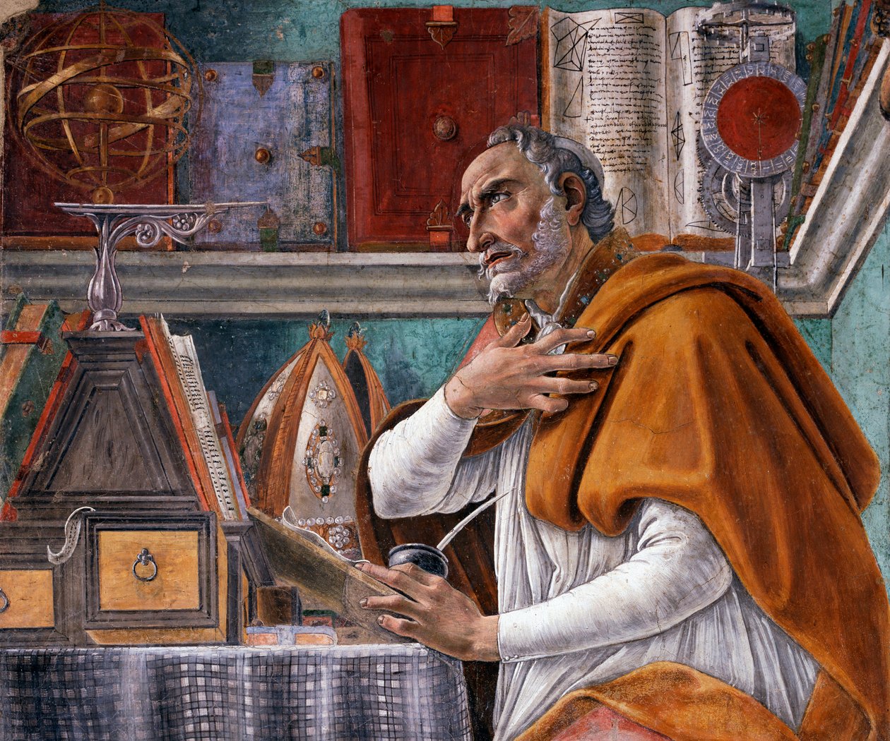 Detail van "Sint Augustinus" door Sandro Botticelli