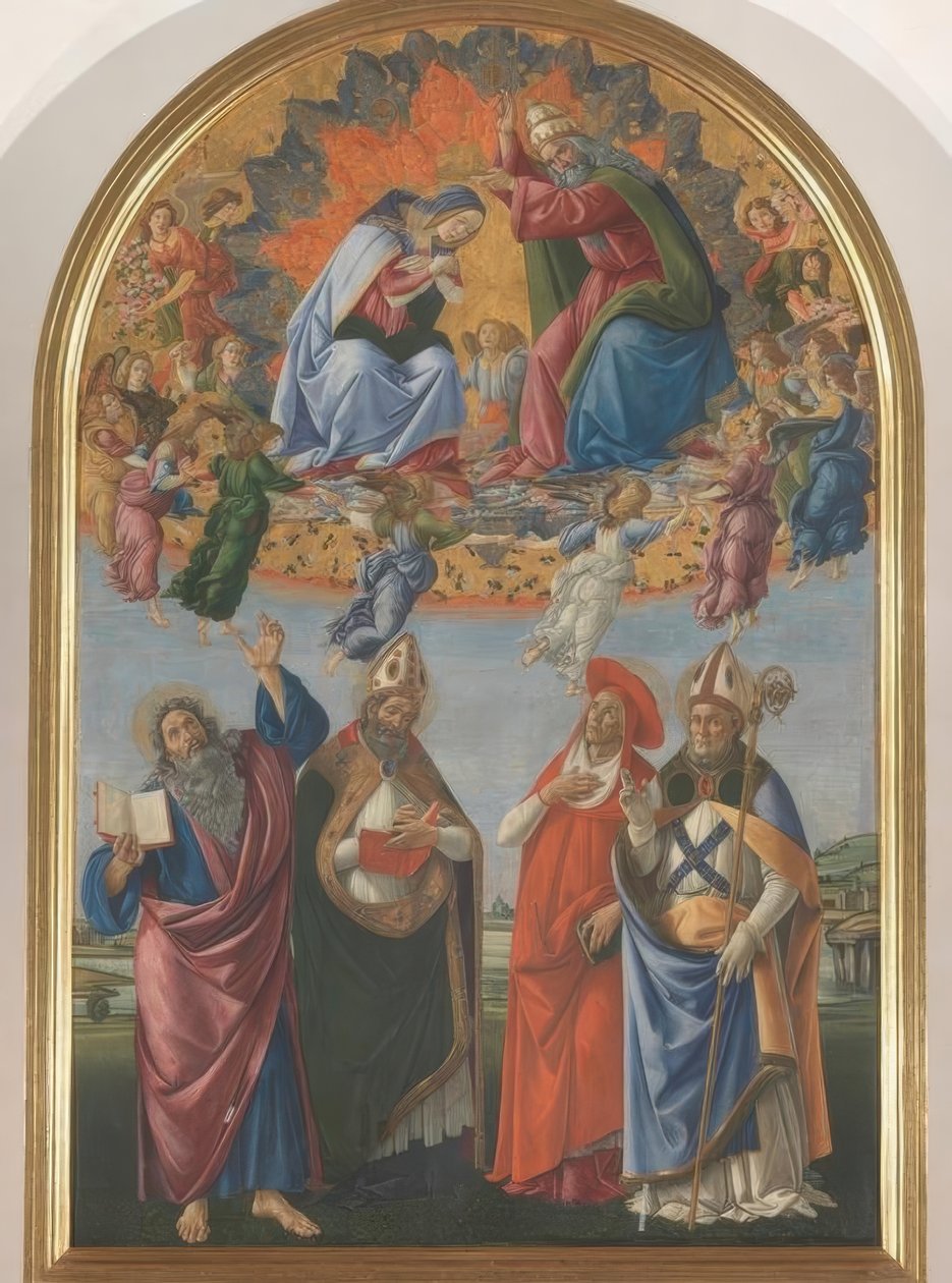 Kroning van Maria met vier heiligen door Sandro Botticelli