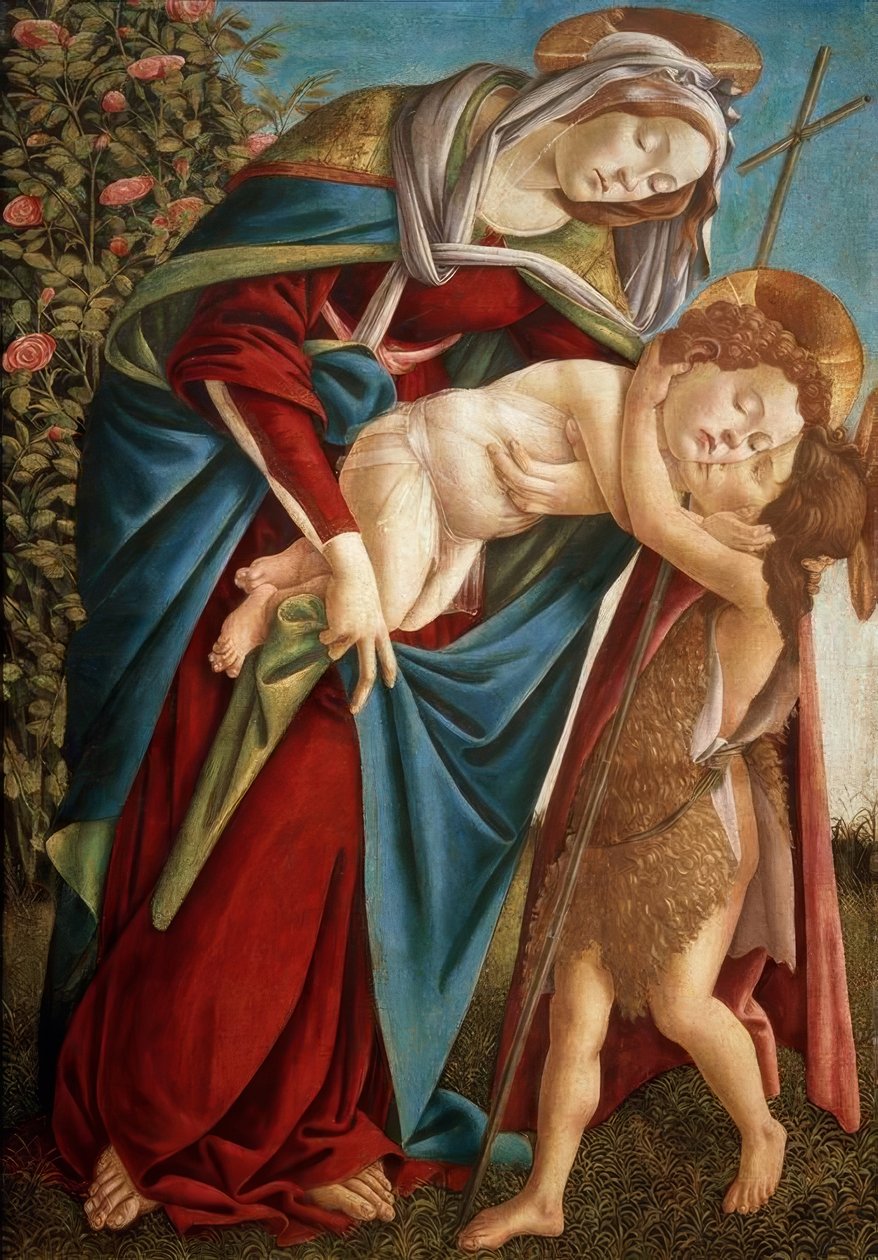 Madonna met kind en de Johannesjongen door Sandro Botticelli