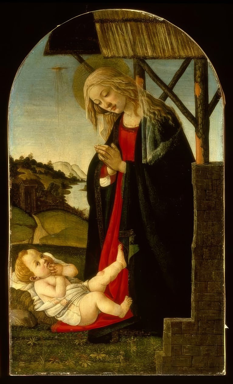 Maria aanbidt het kind door Sandro Botticelli