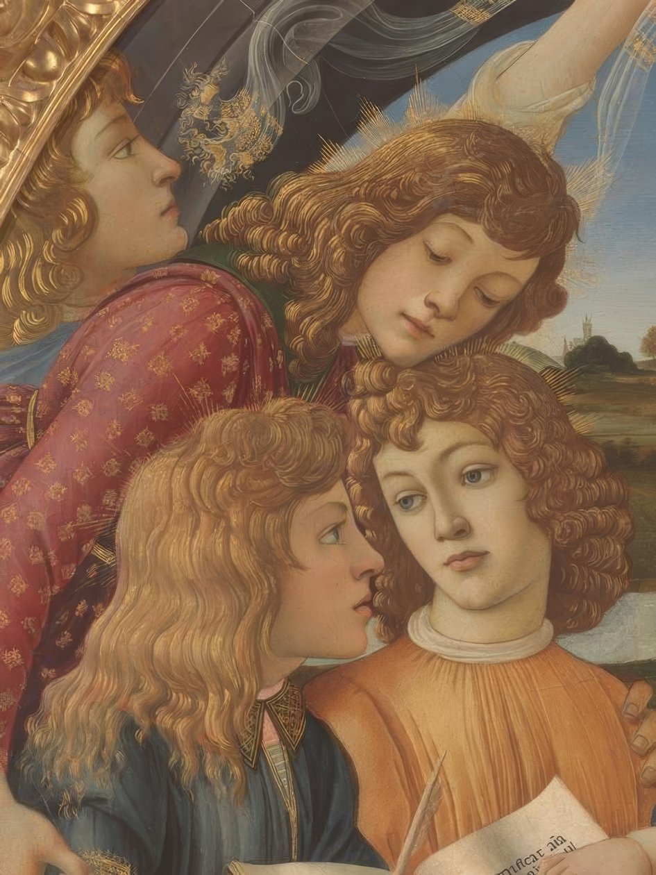 Maria met kind en vijf engelen door Sandro Botticelli