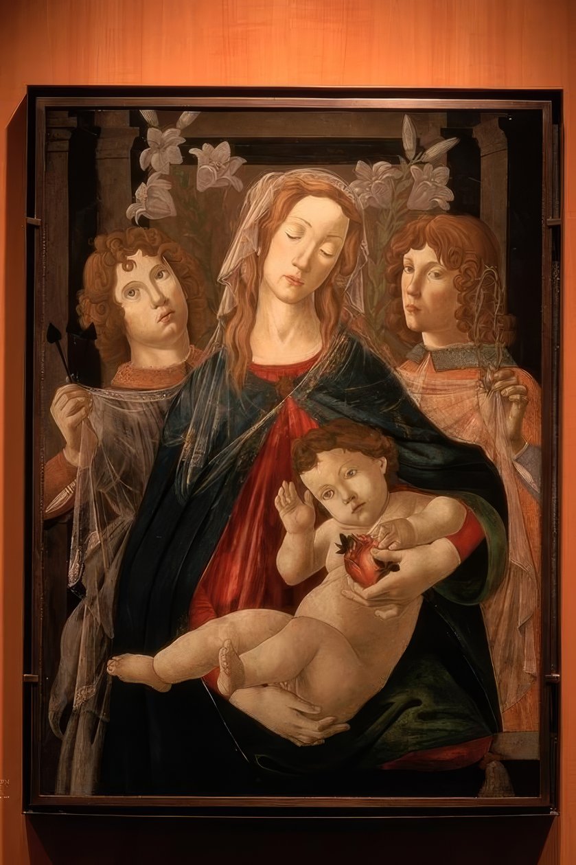 Maria met het kind en twee engelen door Sandro Botticelli
